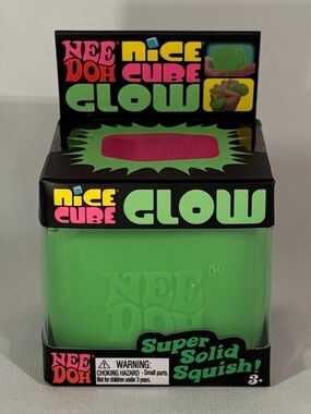 💚[BRAND NEW] NEE DOH NICE CUBE GLOW IN THE DARK SUPER SOLID SQUISH VIRAL TOY 💚
